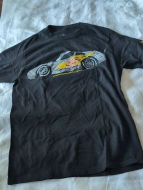 Disney Black Graphic Tee with White Logo Print Lightning McQueen Cars Movie
